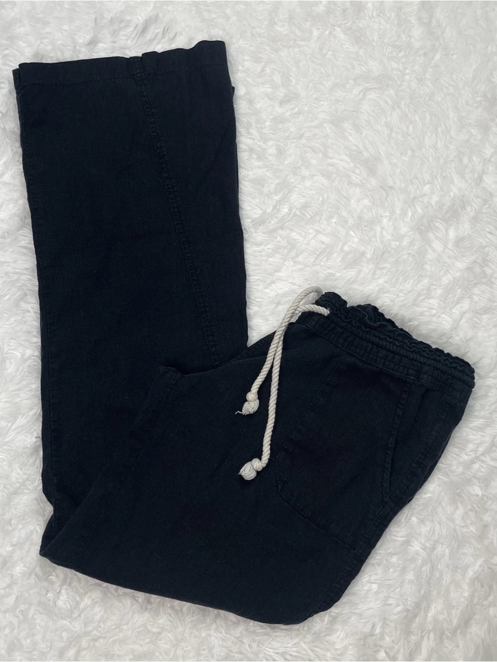 Roxy Flax Linen Blend Bootcut Pants Women’s Size M Medium Blue Pockets Casual
